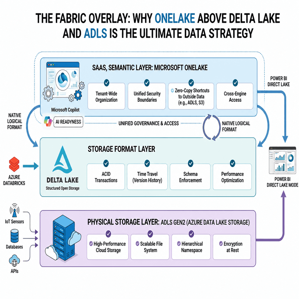 The Fabric Overlay: Why OneLake Above Delta Lake and ADLS is the Ultimate Data Strategy